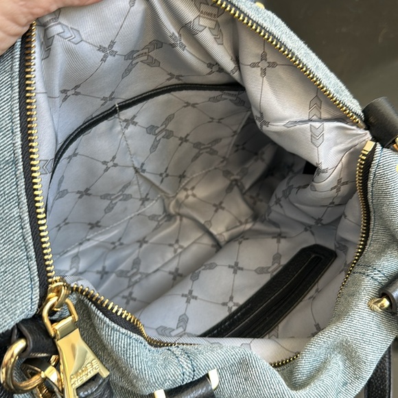 New Aimee Kestenberg genuine, leather denim satchel shoulder handbag purse gift - Picture 11 of 12